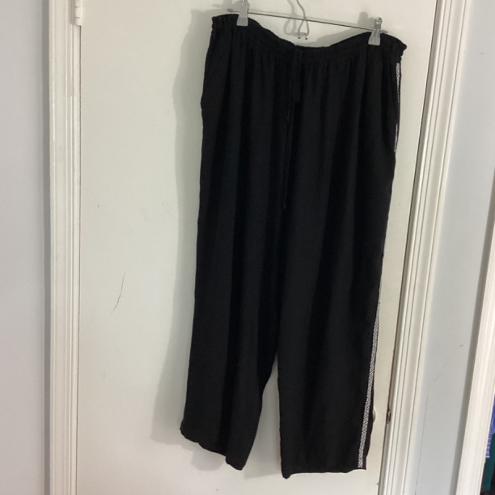NWT DR2 DANIEL RAIN PLUS 3X BLACK RAYON ANKLE PANTS ELASTIC WAIST RELAXED FIT - Picture 3 of 11